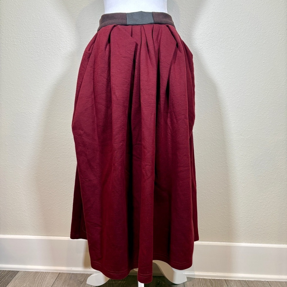 RARE Roksanda Ilincic Burgundy Pleated Skirt Size Medium